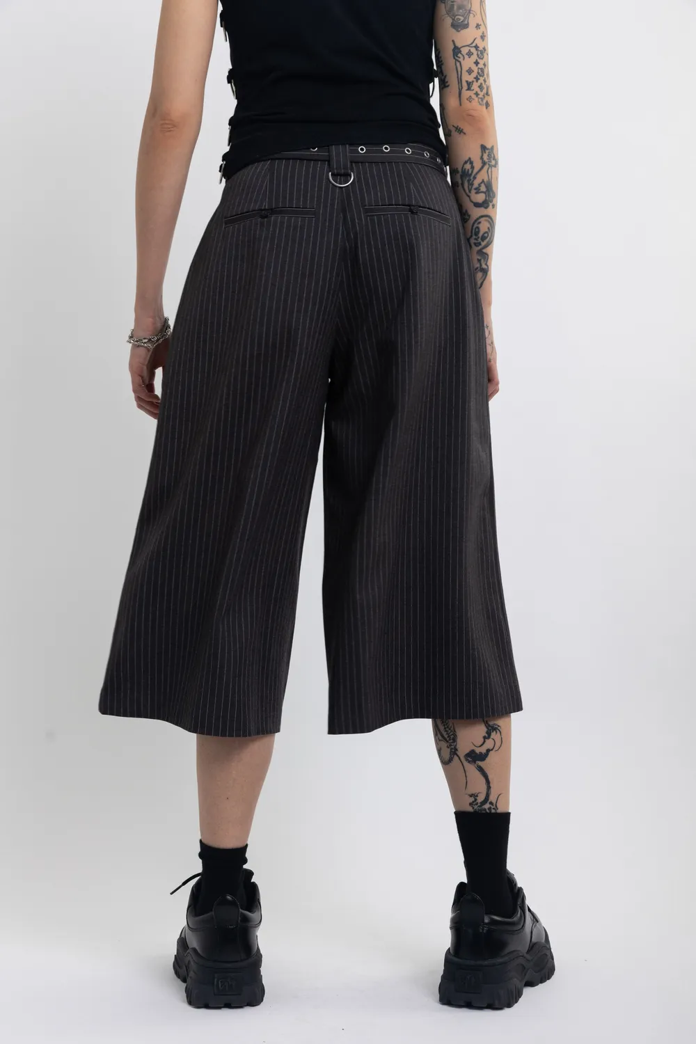 The Ragged Priest Trader Pinstripe longline tailored shorts