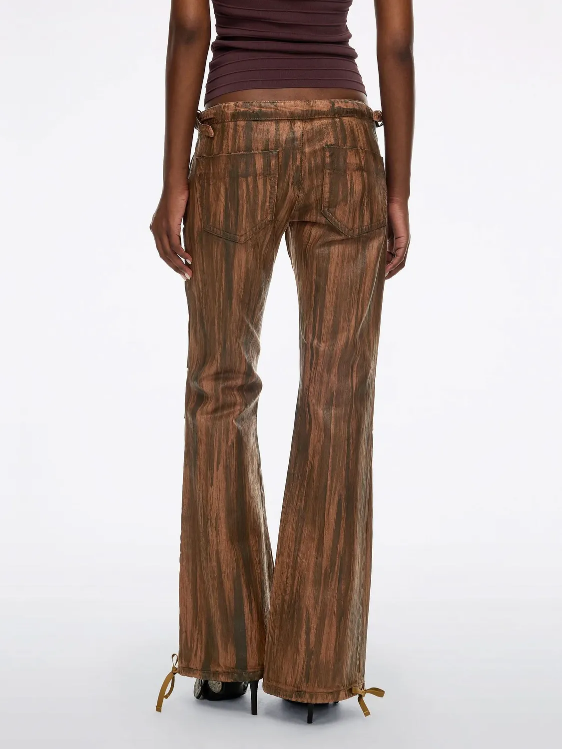 Miss Sixty Coated Flare jeans mørkebrun lav talje