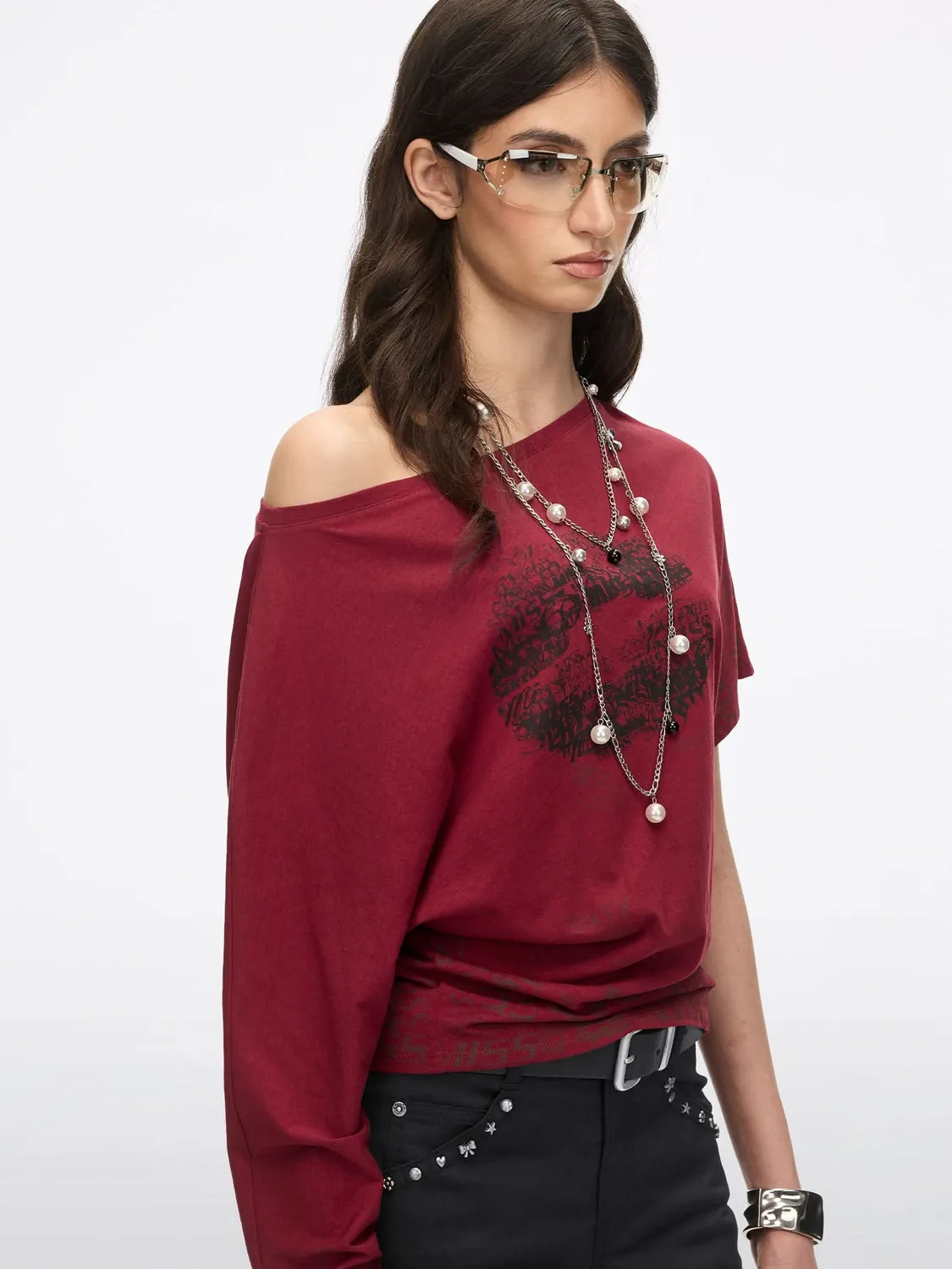 Miss Sixty Kiss Me t-shirt lip-print sort løs