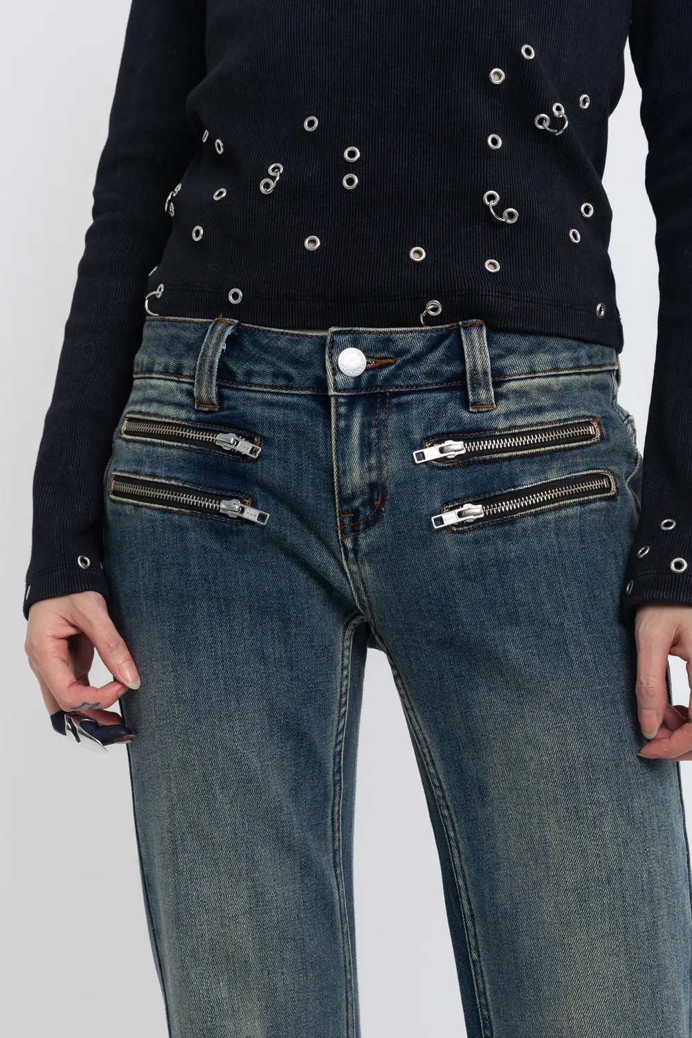 The Ragged Priest Keeper Dirty Wash flare jeans blå
