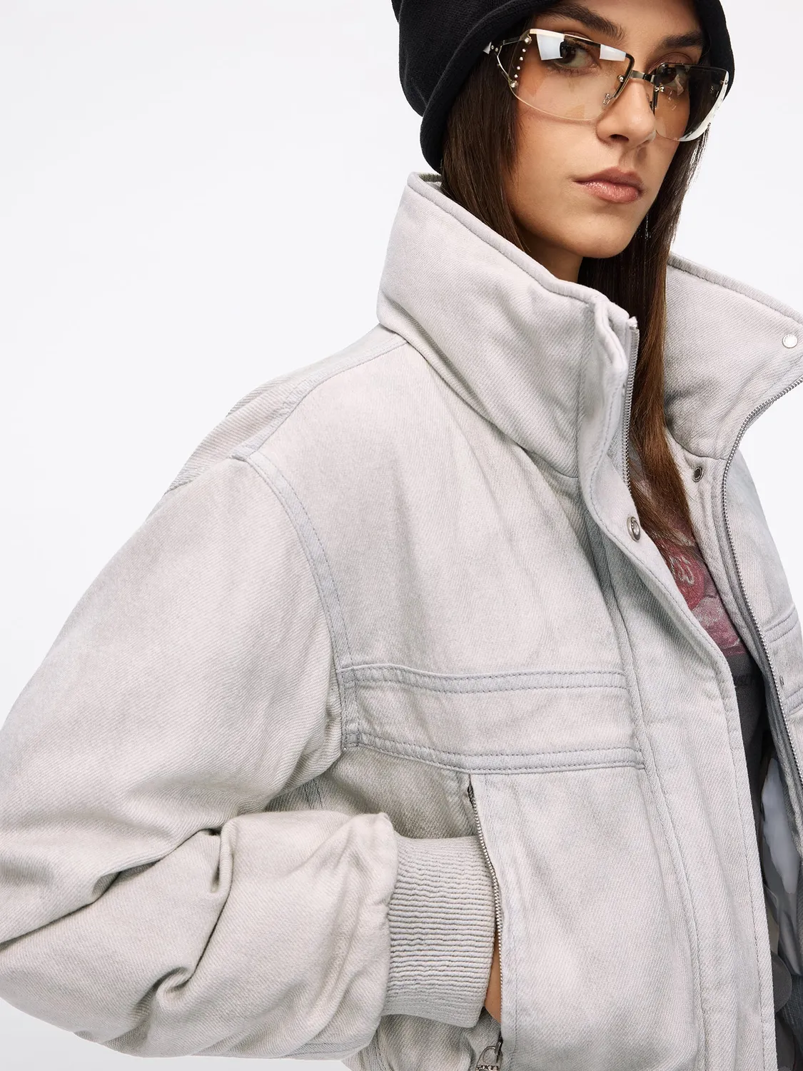 Miss Sixty Denim dunjakke lysegrå 90% dun fitted