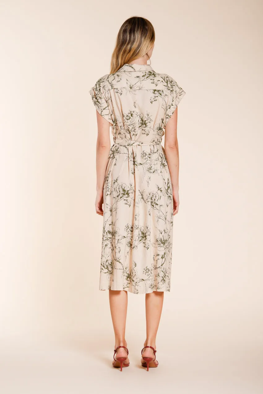Mason's Yoko kjole beige blomstret hør