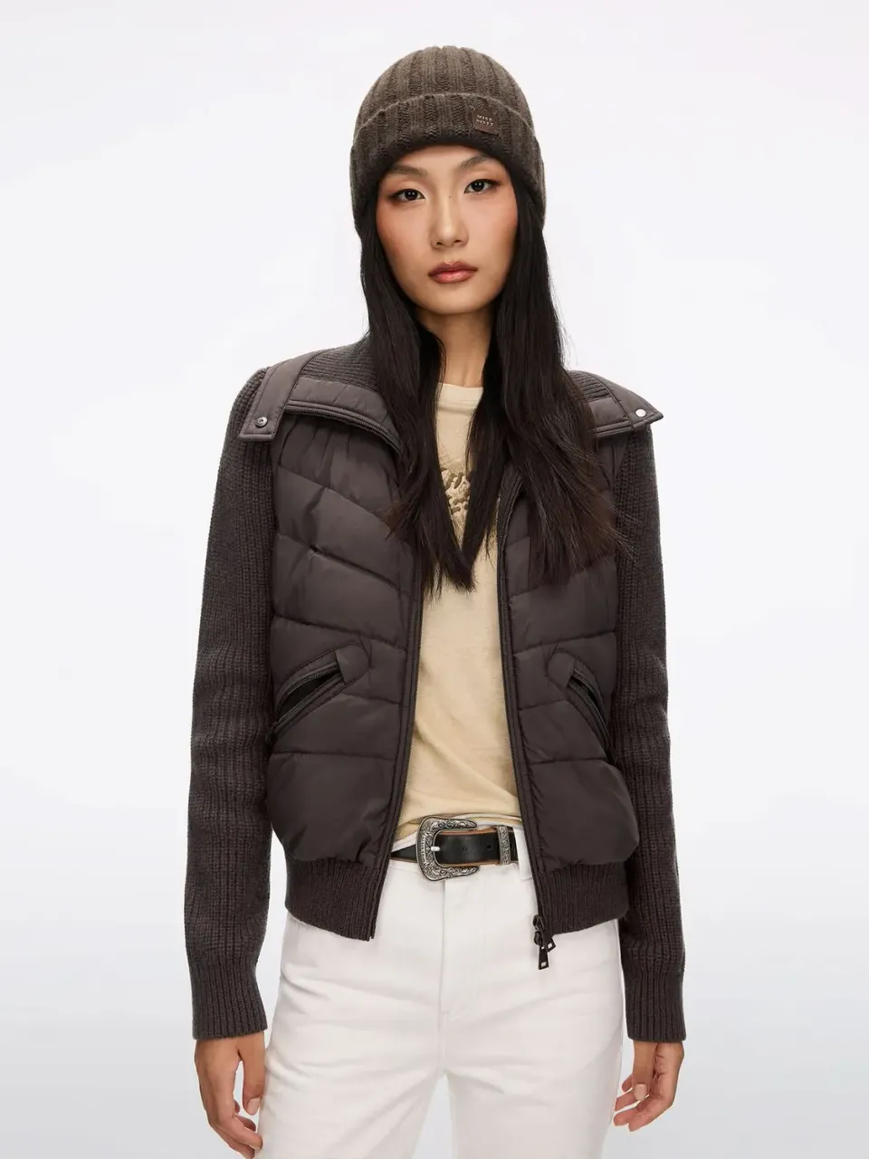 Miss Sixty Panelled Puffer jakke dun off white