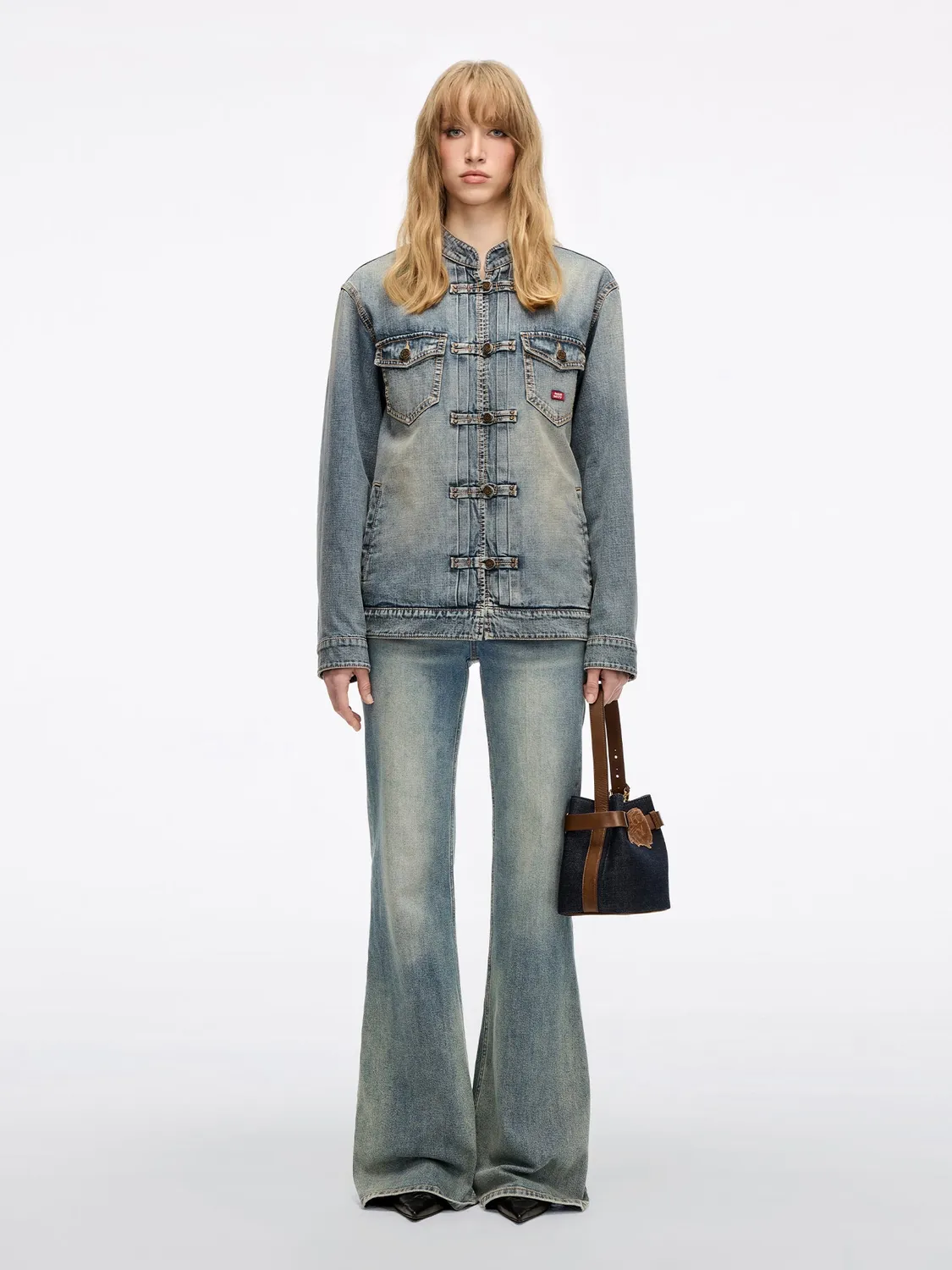 Miss Sixty Frog-Button Denim Jakke jeansjakke blå foret