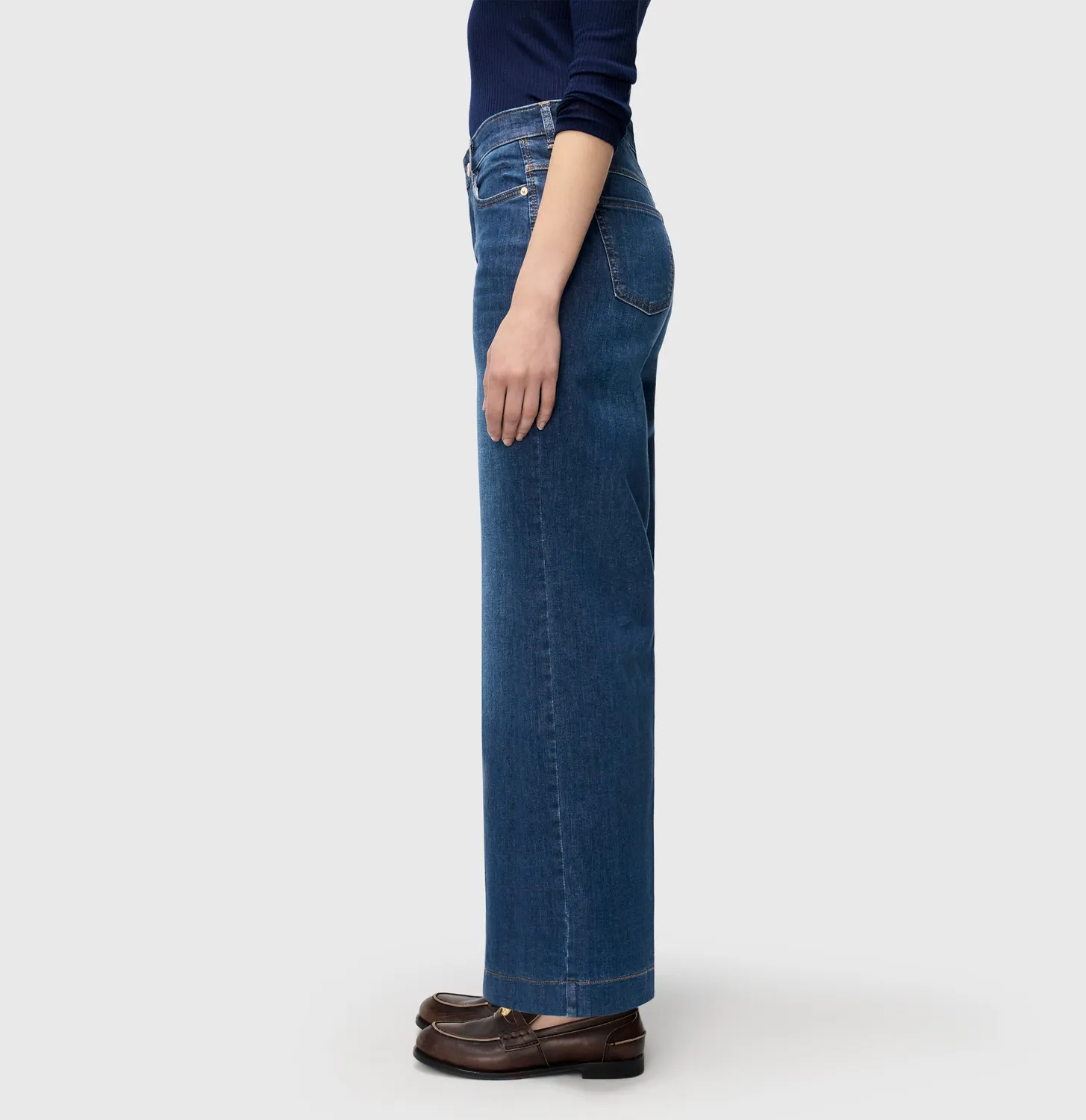 MAC Wide 5228-90-0387L wide jeans mørkeblå stretch