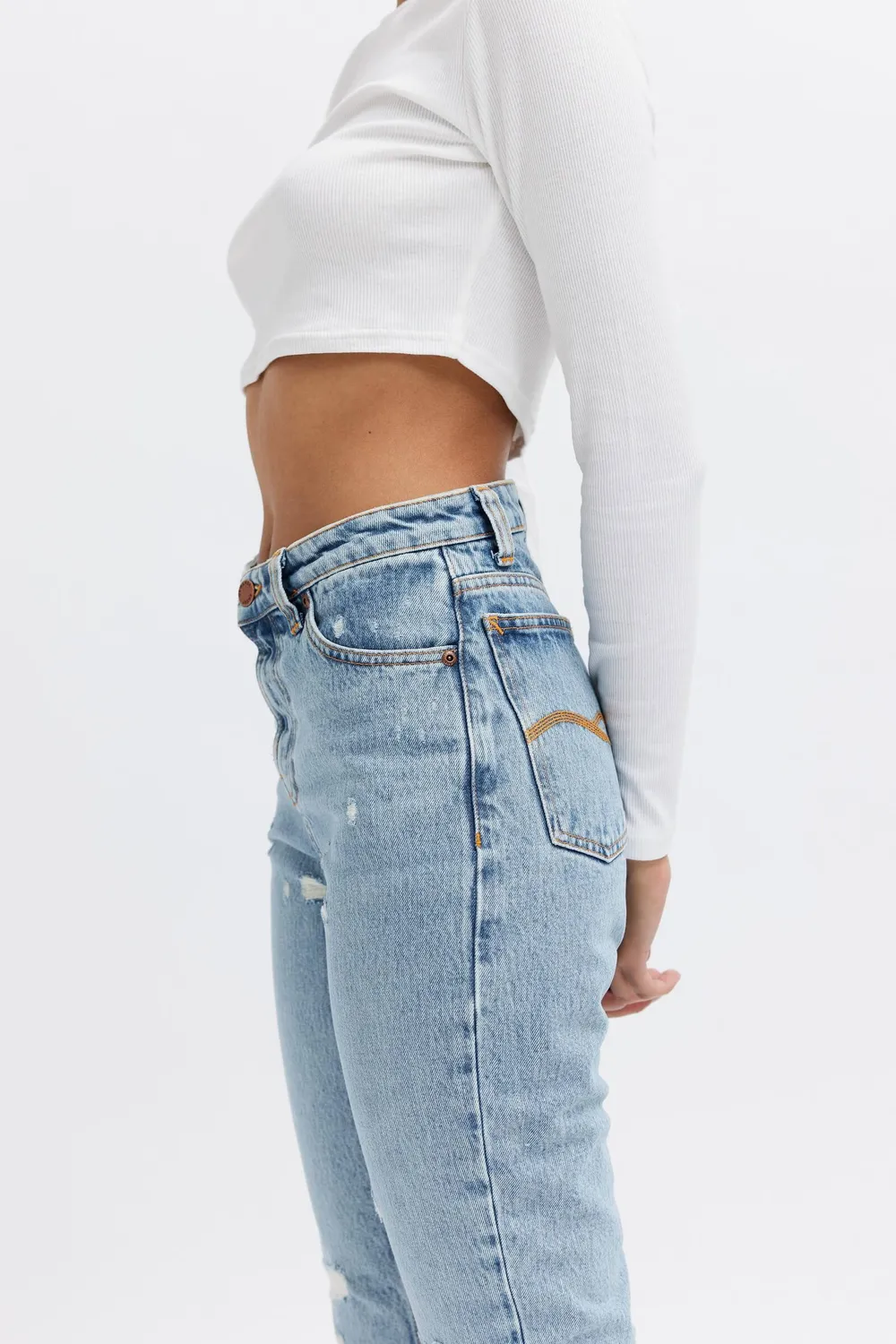 Organsk Oxygen Raw Rebellion jeans lys regular rip