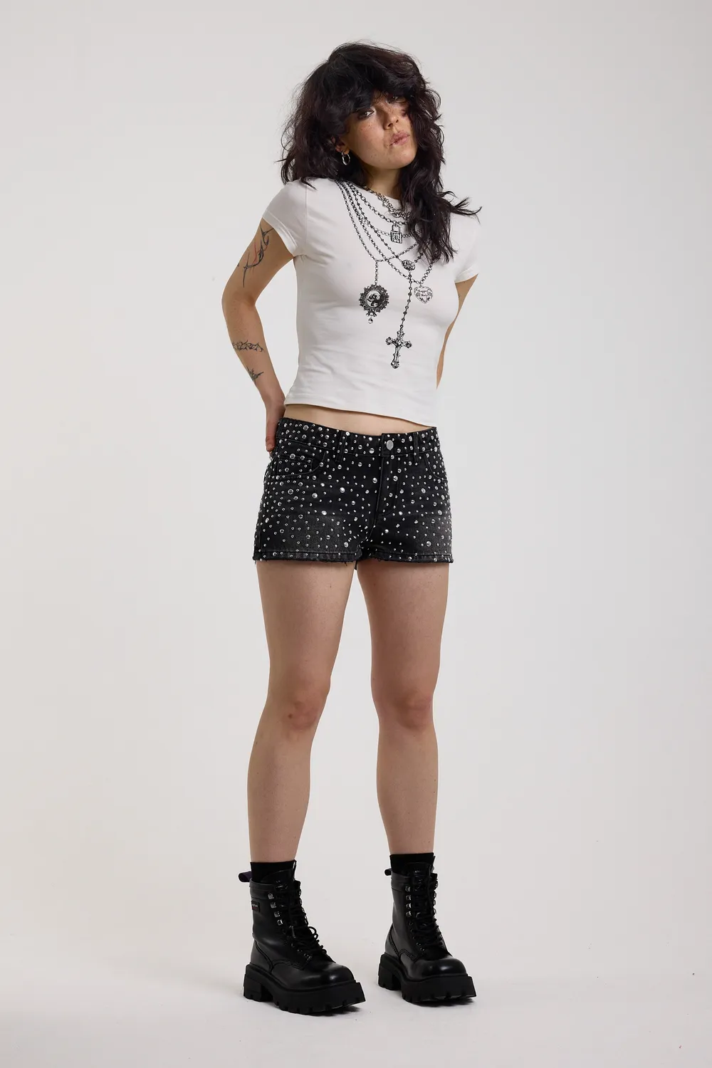 The Ragged Priest Glare denim shorts sort lav talje nitter