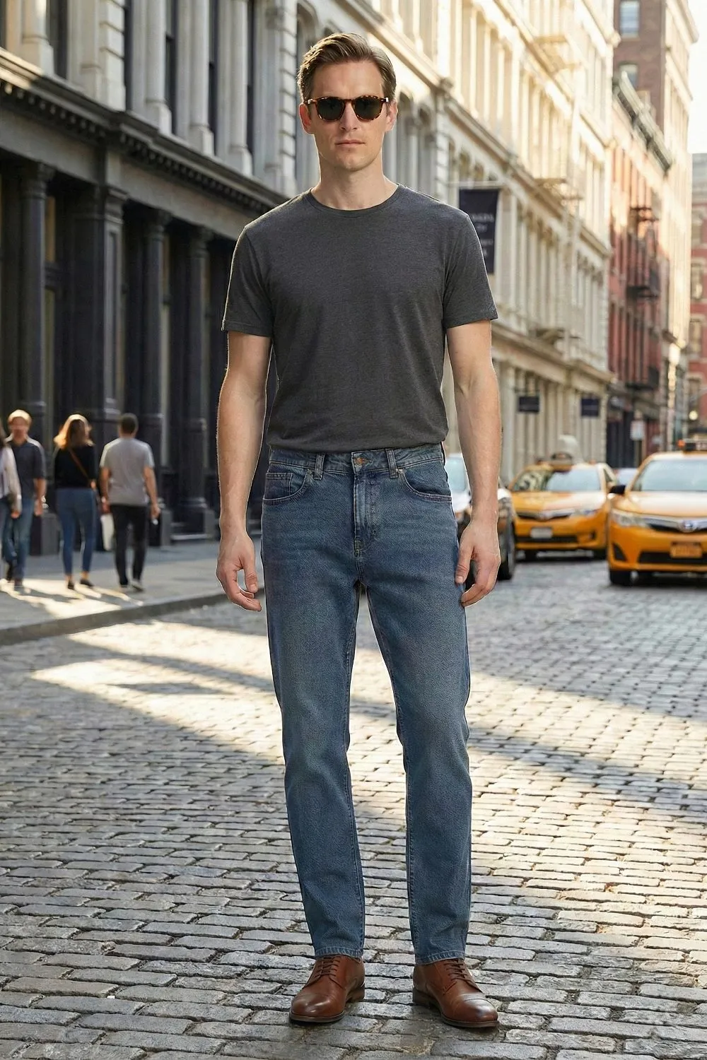 Organsk Atlantic Crisp Ravage jeans middelblå tilspidsede
