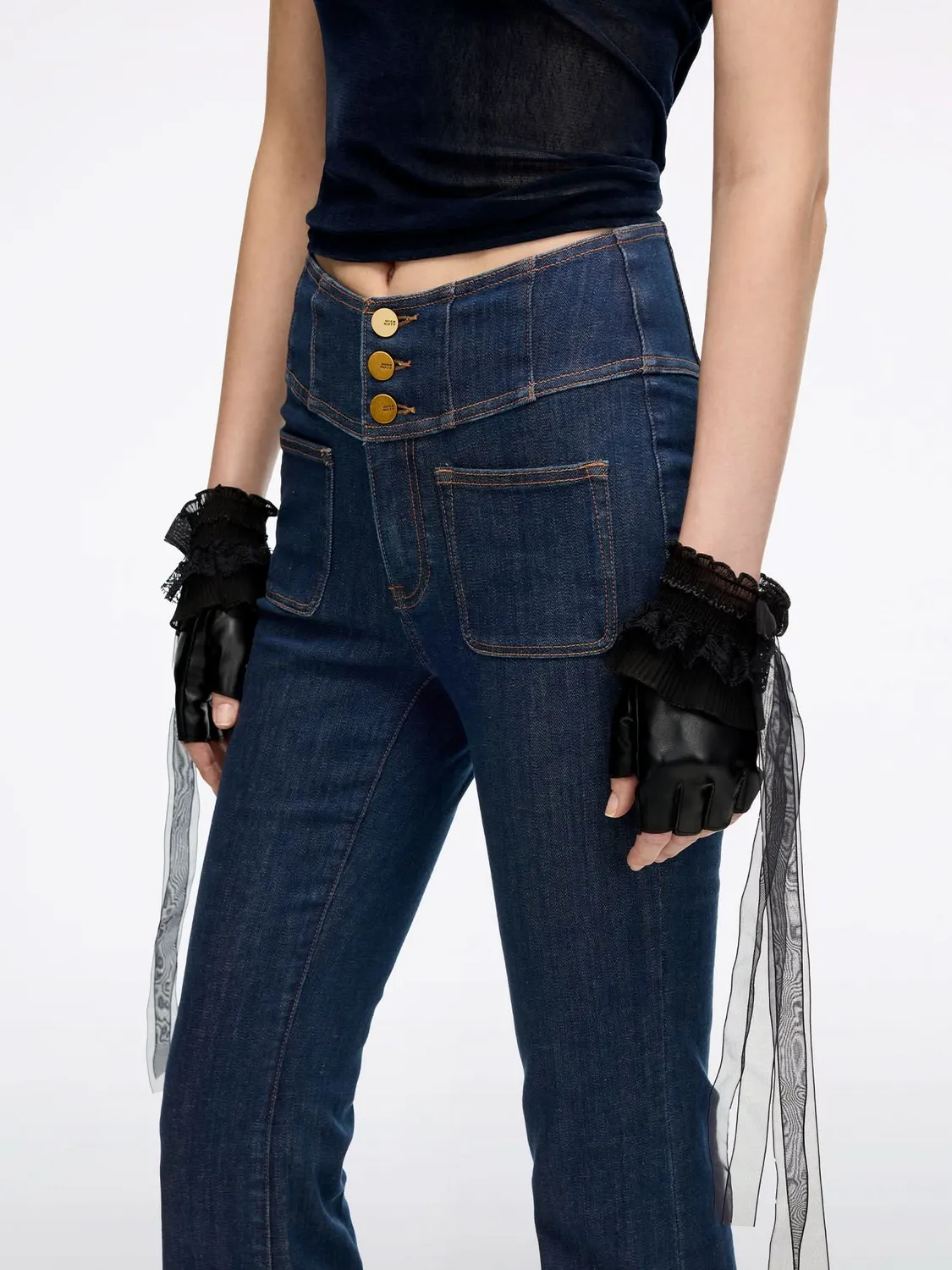 Miss Sixty Glenda Plus 5 flare jeans mørkeblå stretch