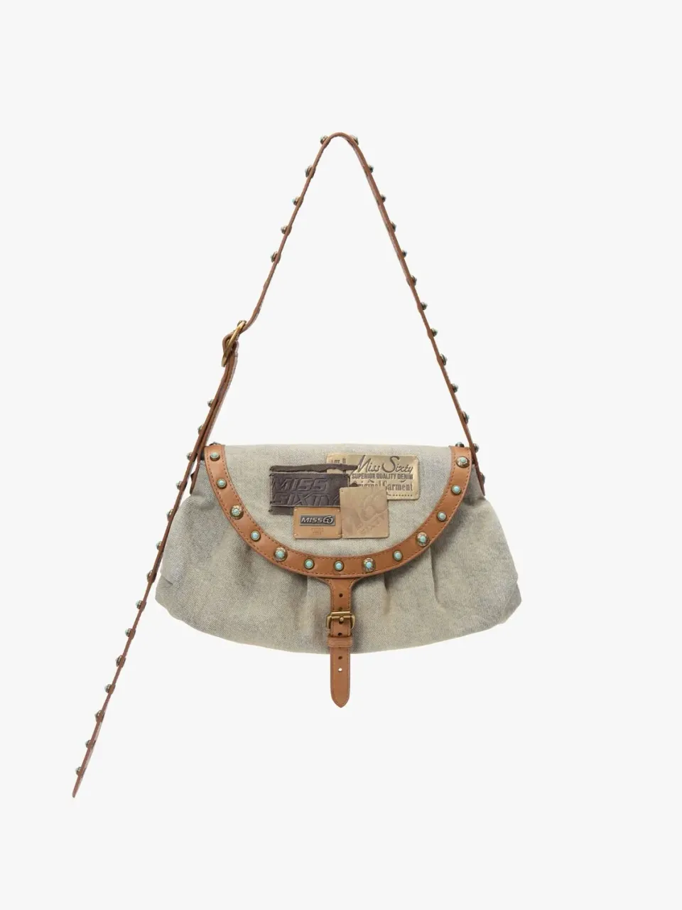 Miss Sixty Leather Patch skuldertaske blå denim koskind