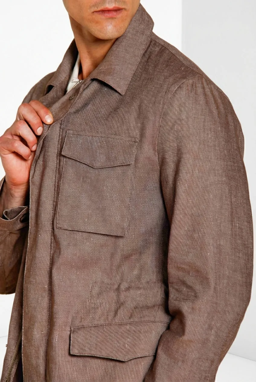 Mason's Field fieldjakke taupe hørblanding
