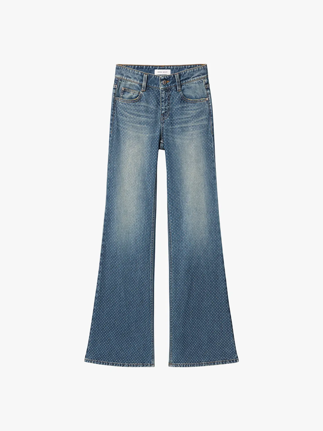 Miss Sixty Flare jeans vintage blå strass mellemtalje