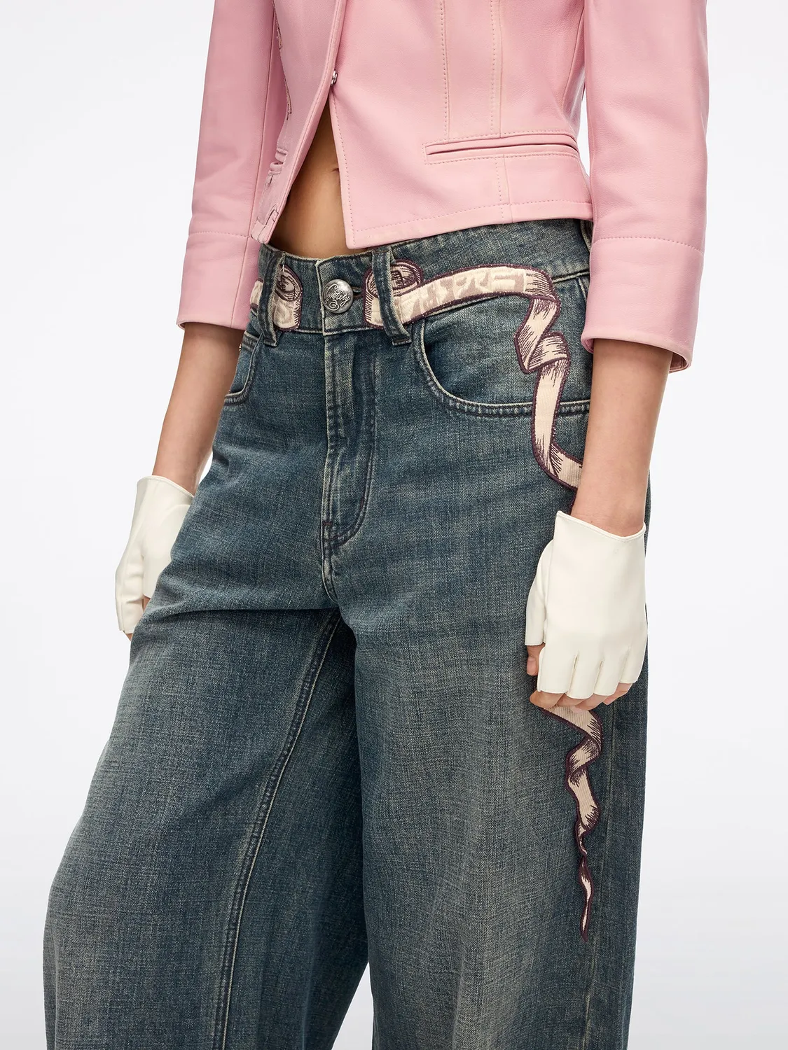 Miss Sixty Embroidered Wide-Leg jeans mørkeblå 100% bomuld