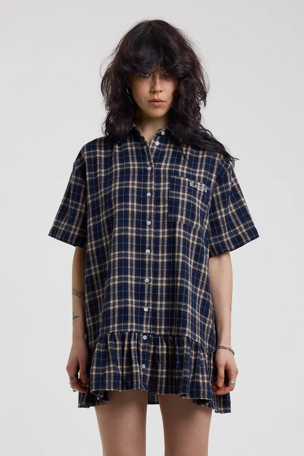 The Ragged Priest Drill Tartan minikjole blå tern