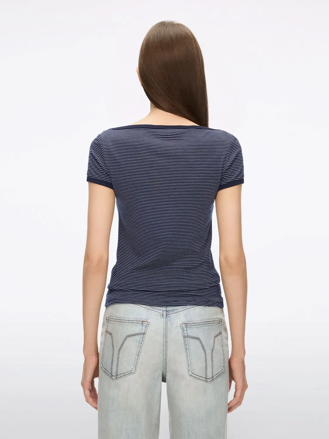 Miss Sixty Logo Stripe T-shirt blå slim
