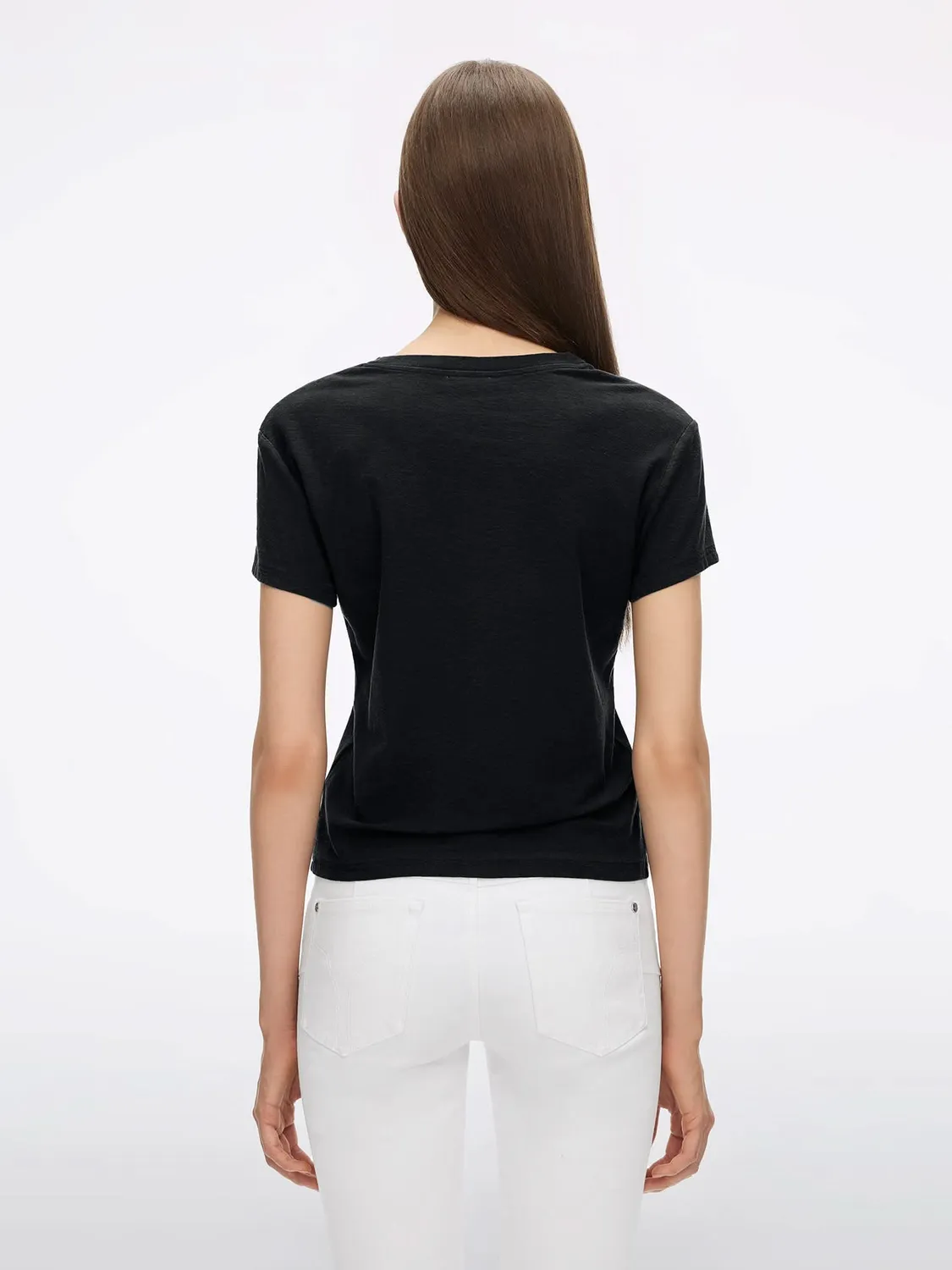 Miss Sixty Printed t-shirt sort slim-fit hør bomuld