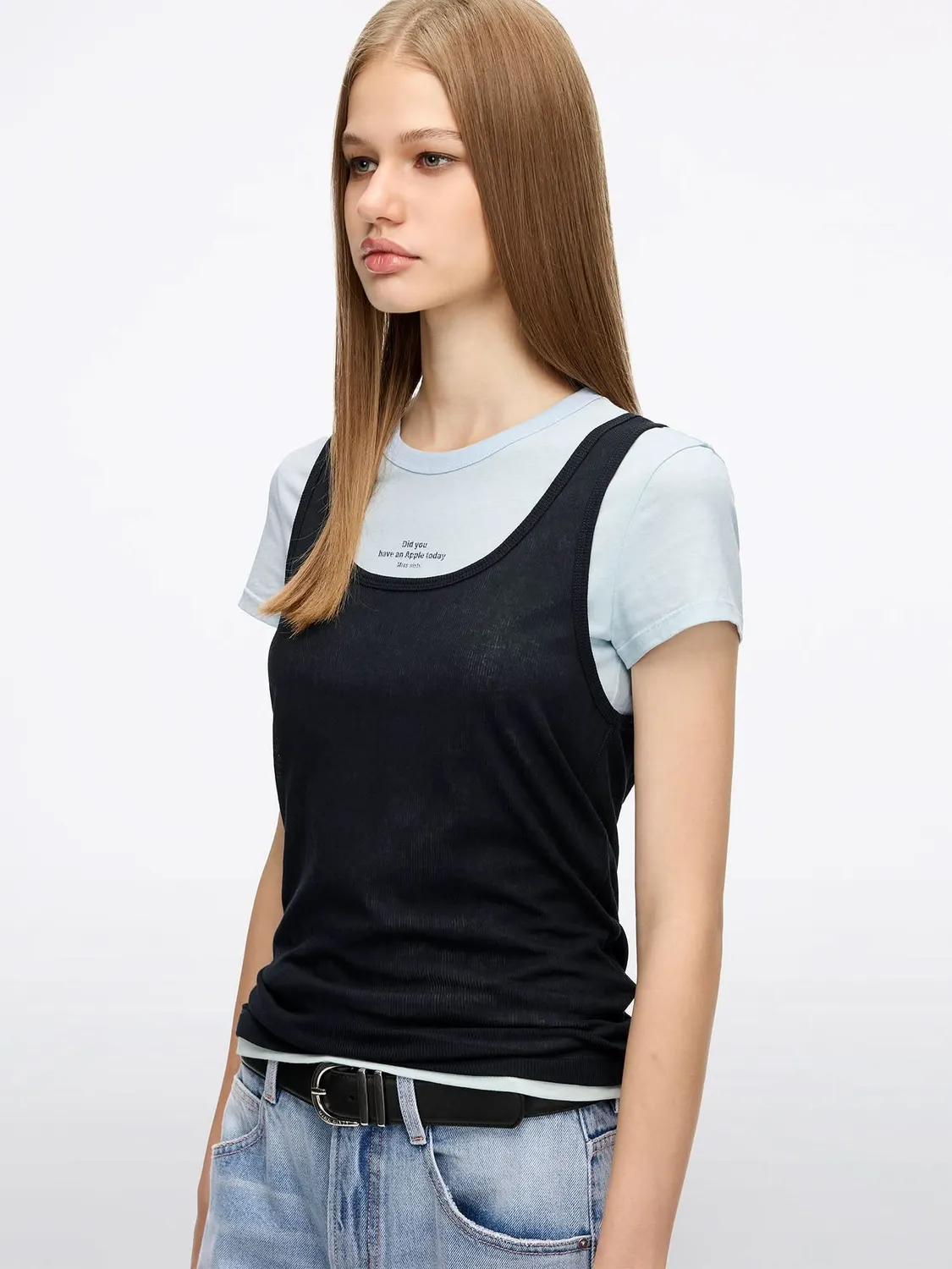 Miss Sixty 6M1SJ72310 t-shirt hvid lagdelt hørblanding