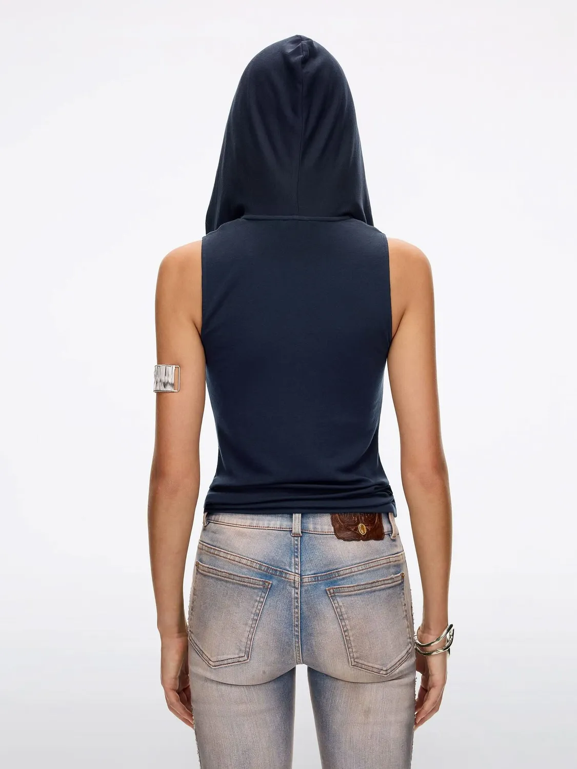 Miss Sixty Cowl-Neck t-shirt navy hætte slim