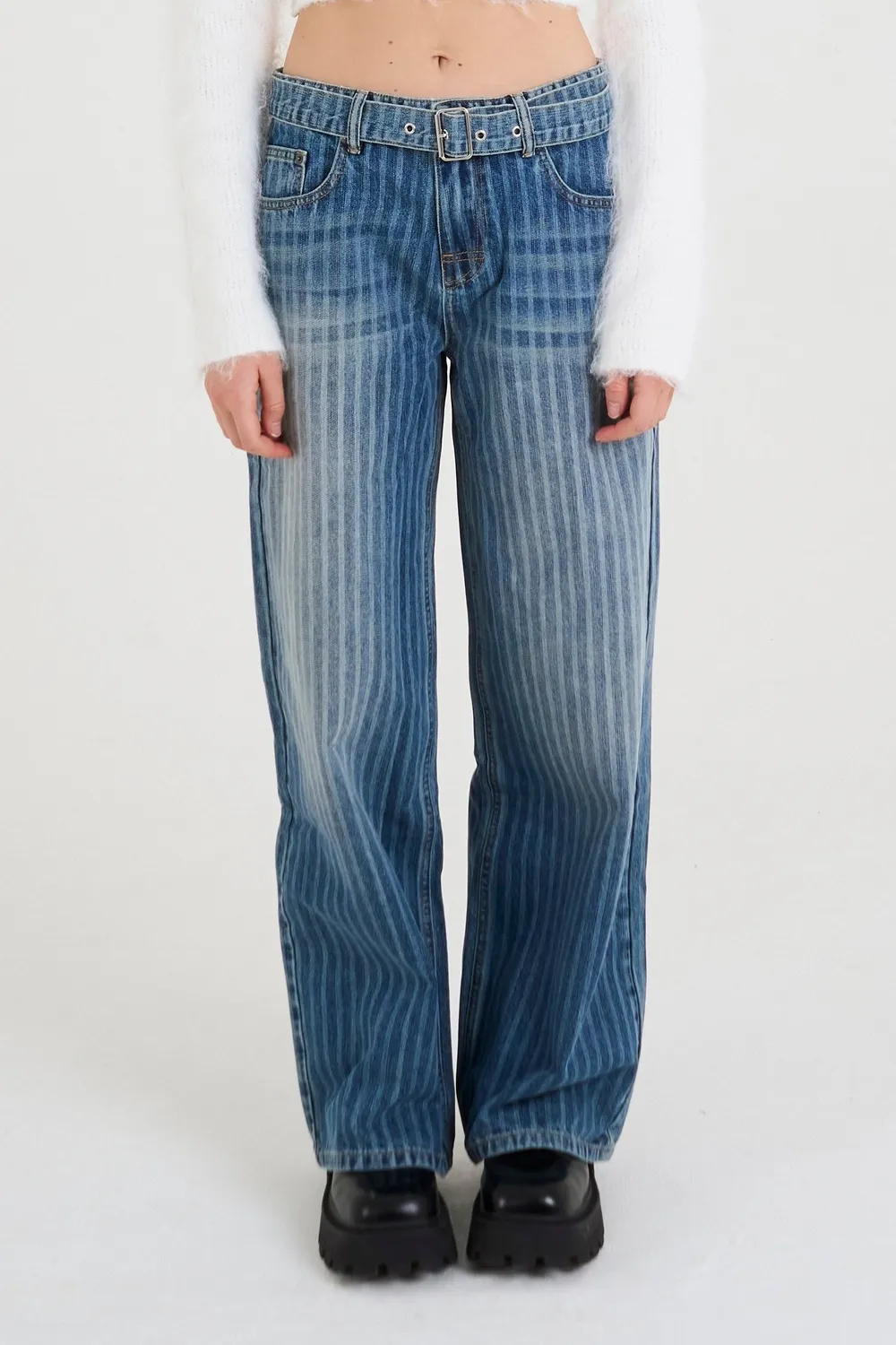 The Ragged Priest Mobster Release jeans pinstripe blå