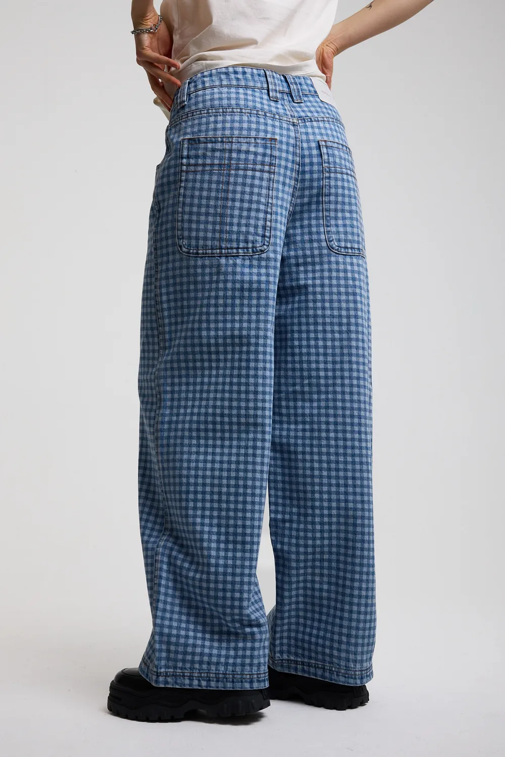 THE RAGGED PRIEST Wilder Super Baggy jeans gingham tern
