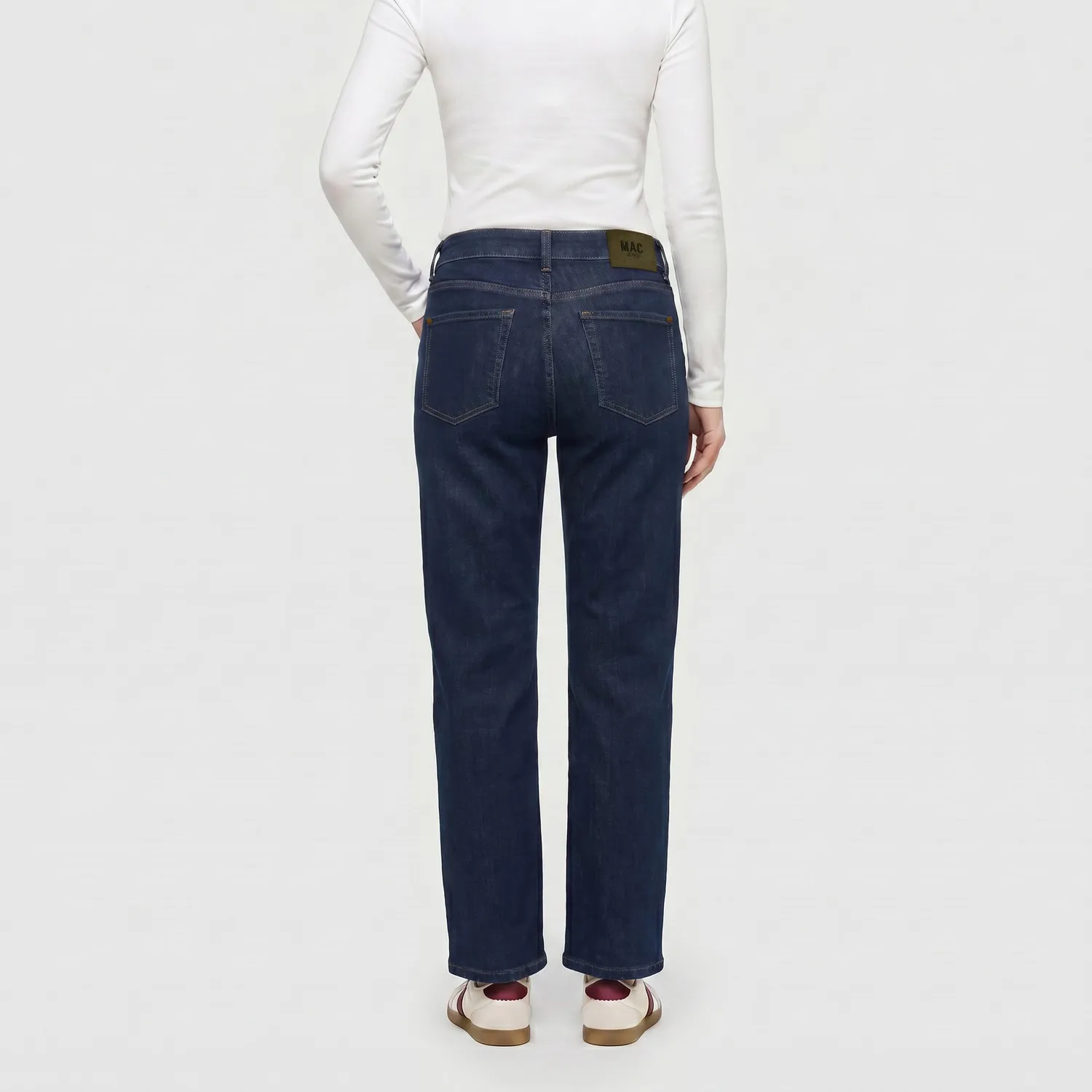 MAC Gina Straight jeans dame mørkeblå stretch