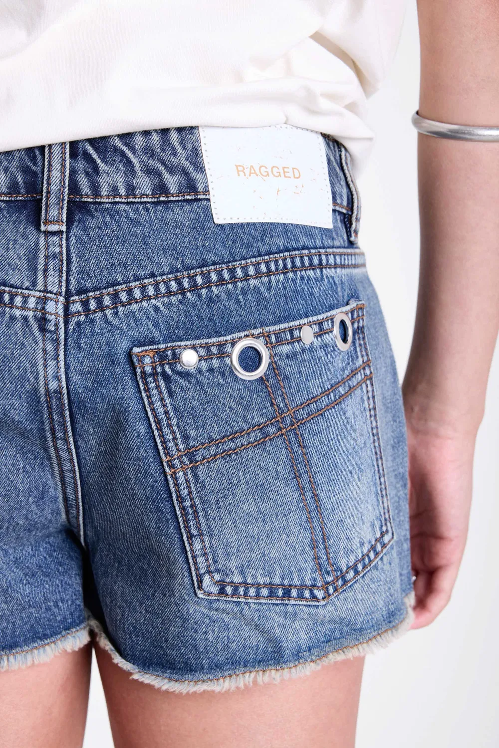 The Ragged Priest Kustom Eyelet Studded Shorts mellemblå