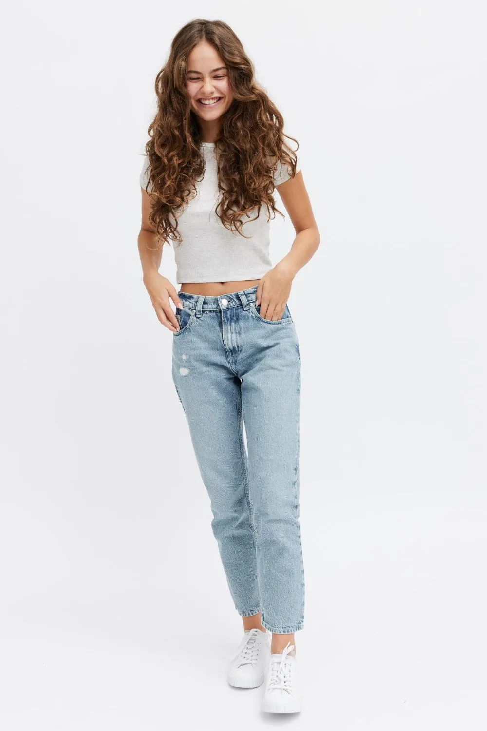 Organsk Aqua Shorty Ocean Breeze cropped jeans turkis
