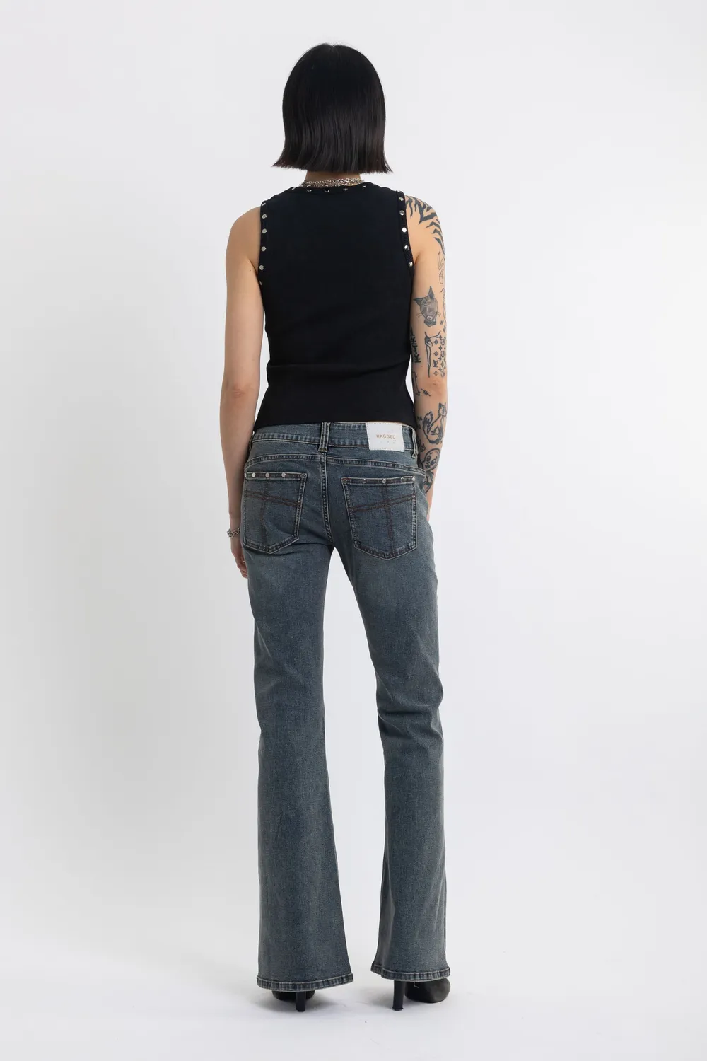 The Ragged Priest Runaway Seam Detail Studded flare jeans str. 28
