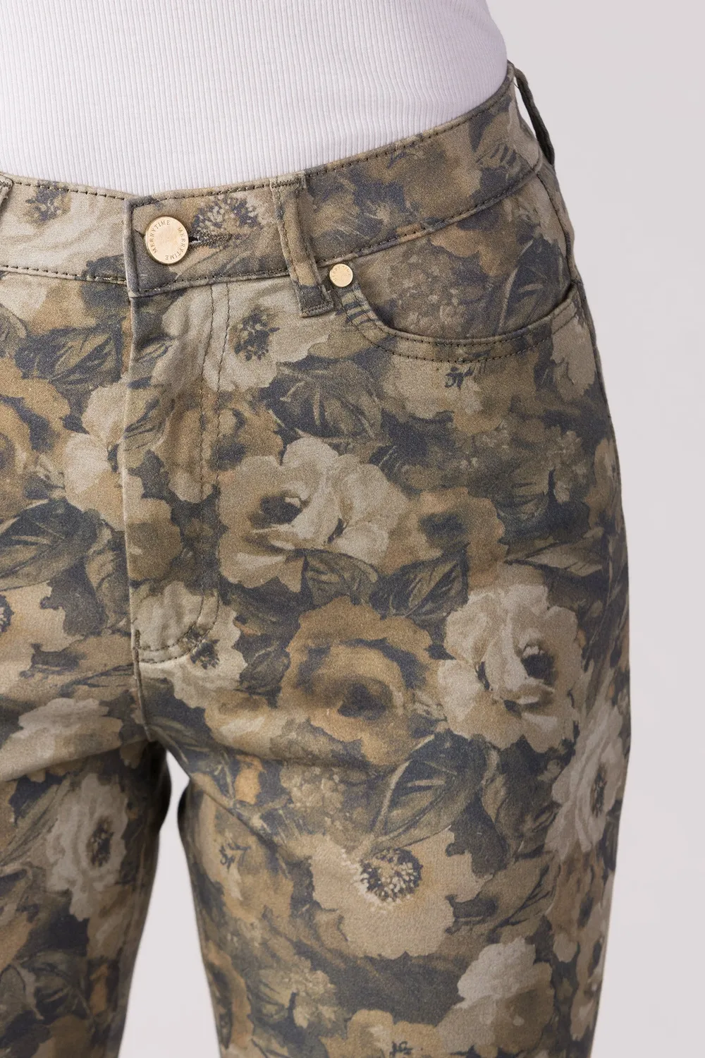 Merrytime 15640-440-40 Super Slim Ankel jeans blomster mørk