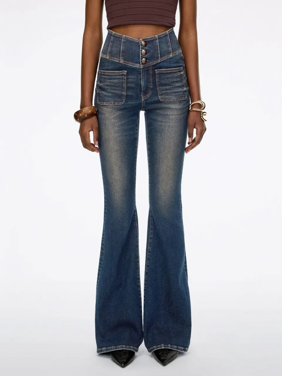 Miss Sixty Glenda Plus 5 flare jeans mørkeblå stretch