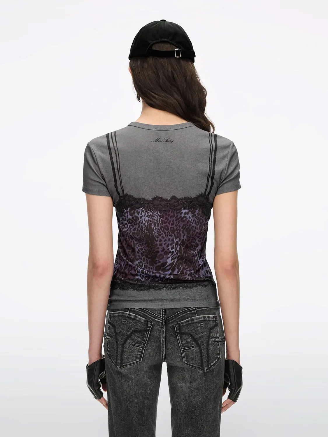 Miss Sixty T-shirt moerkegraa leopard print