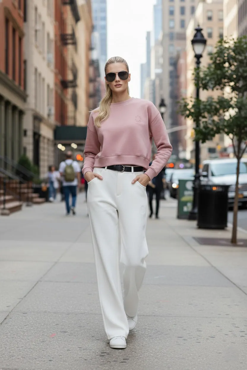 Organsk Cropped sweatshirt pink økologisk oversize
