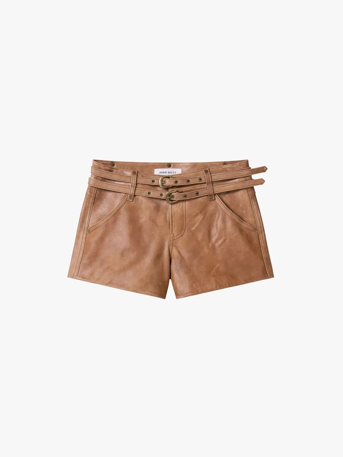Miss Sixty 6M3LJ43700W14 lædershorts vintage yellow fåreskind