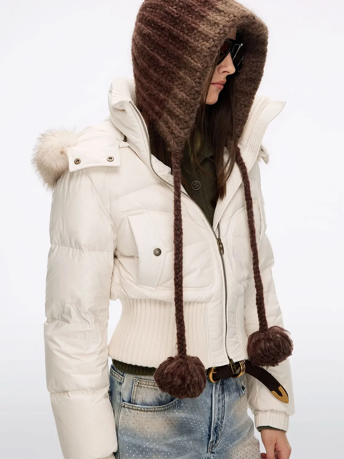Miss Sixty Faux Fur Dunjakke mørkerød 90% dun