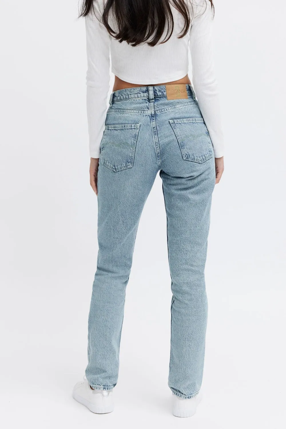 Organsk Aqua Ocean Breeze jeans turkis høj talje