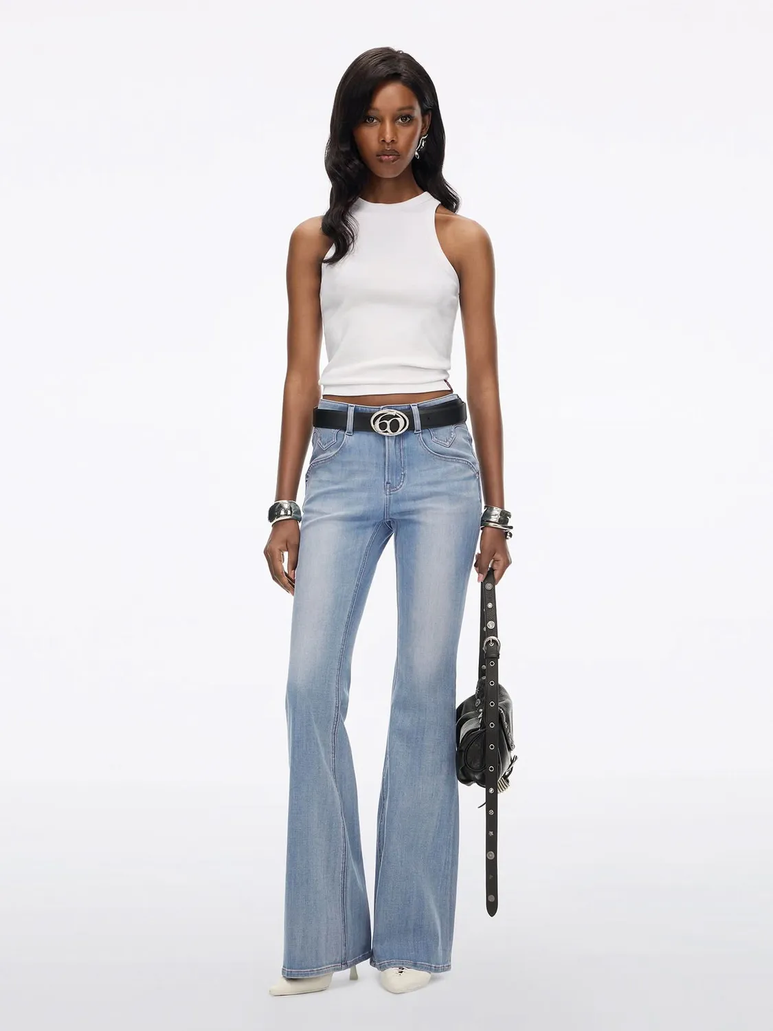 Miss Sixty Kiss Me tank top hvid cropped rib