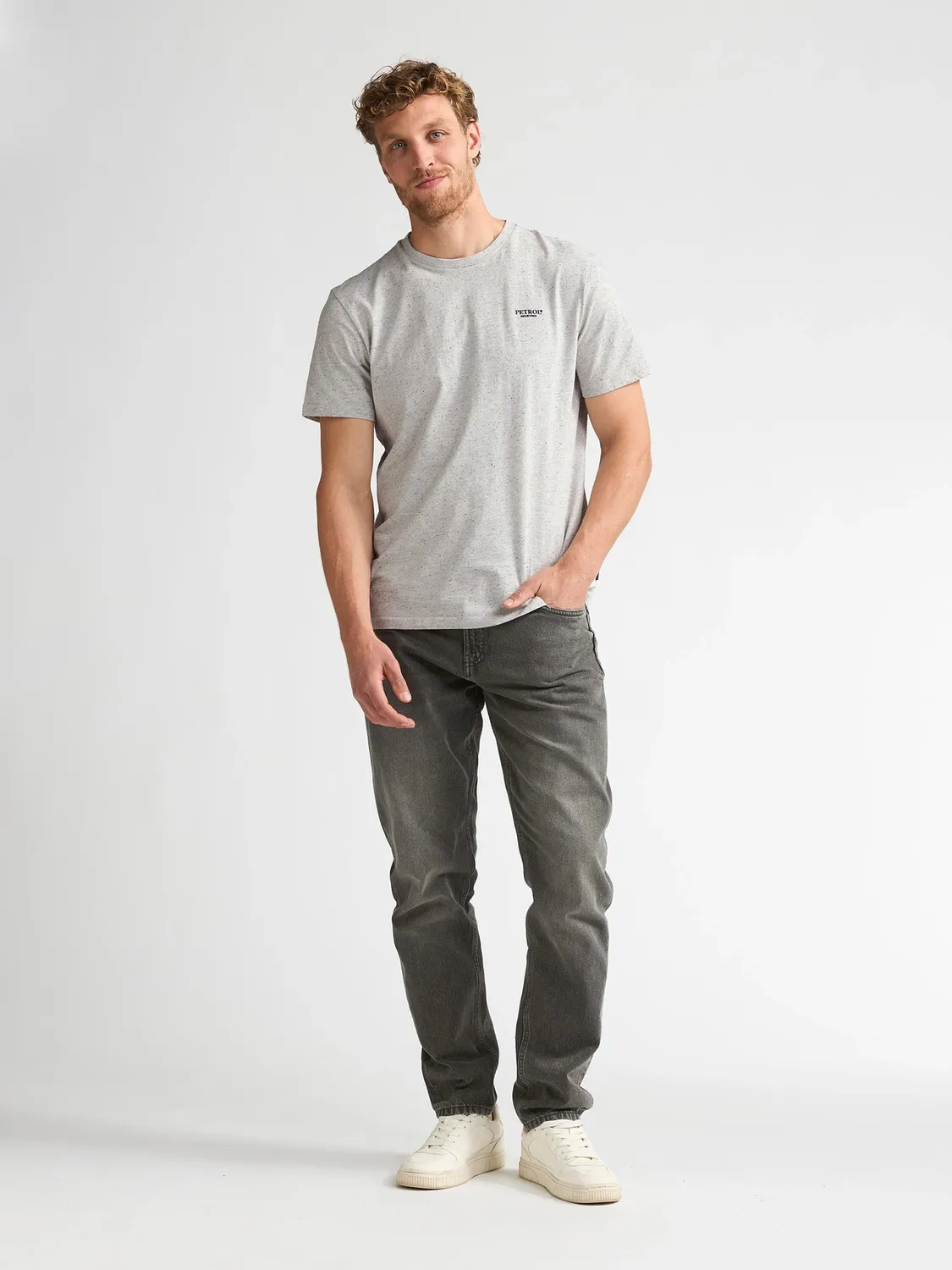 Petrol Industries Irving T-shirt Antique White Melee regular fit