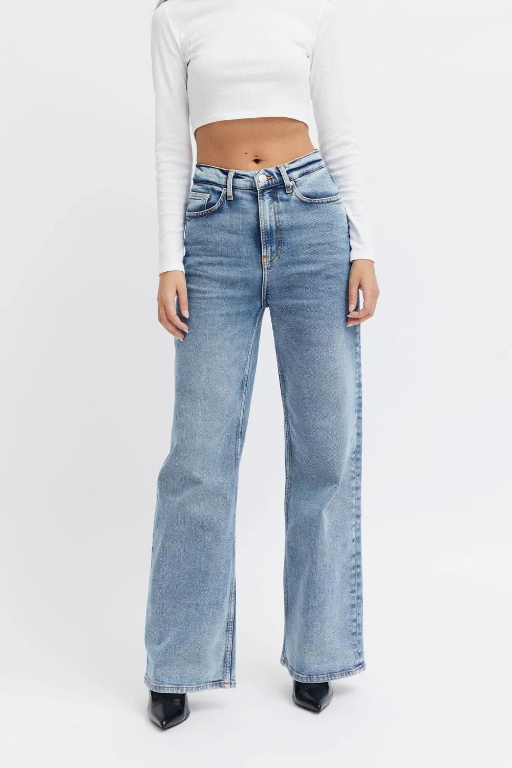 Organsk Wave Bracing Wind jeans blå loose fit
