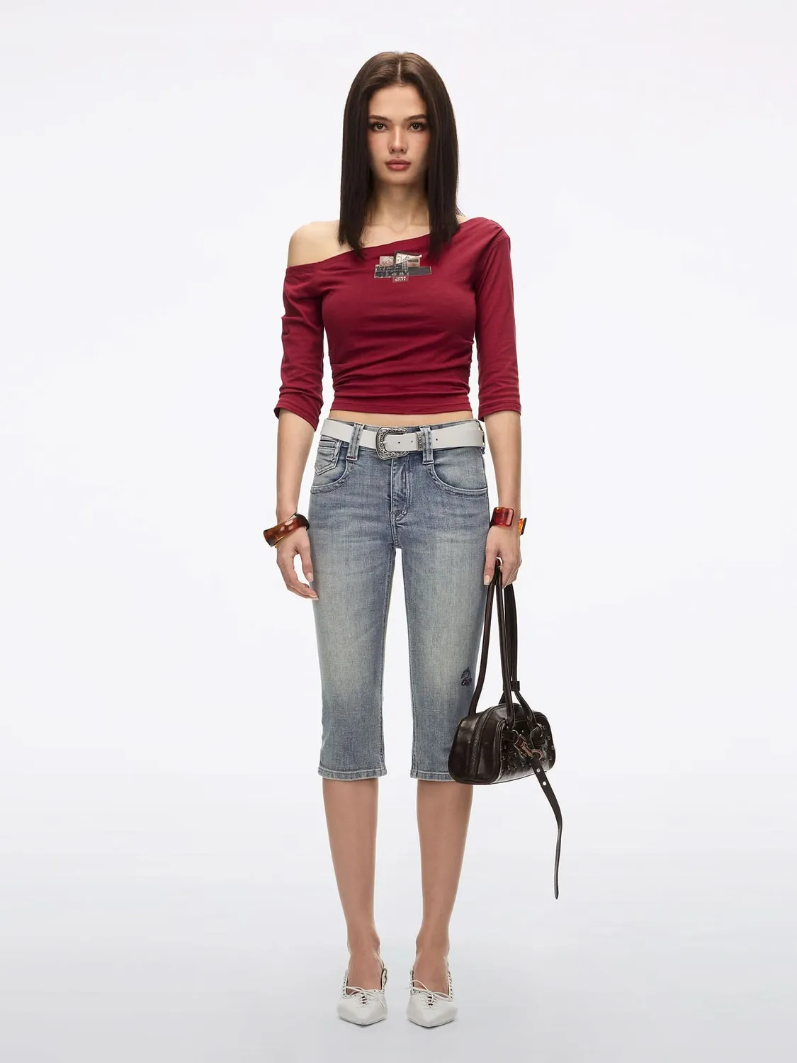 Miss Sixty capri jeans blå knælængde cherry