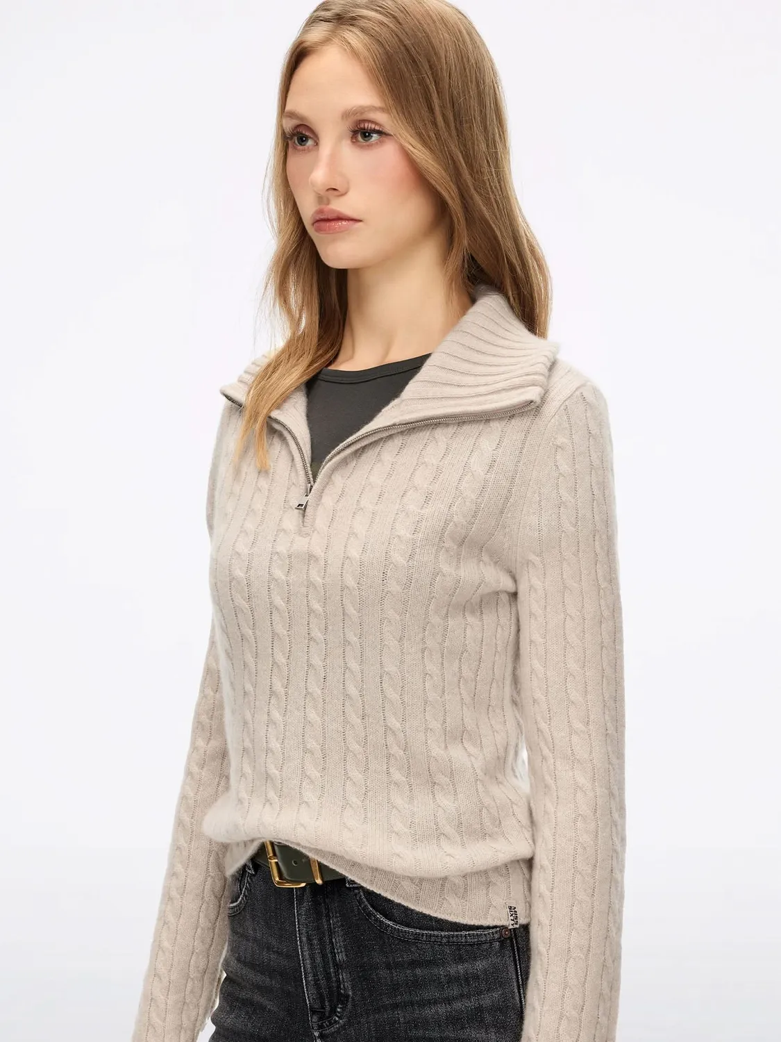 Miss Sixty kabelstrik cashmere sweater gul 100% cashmere