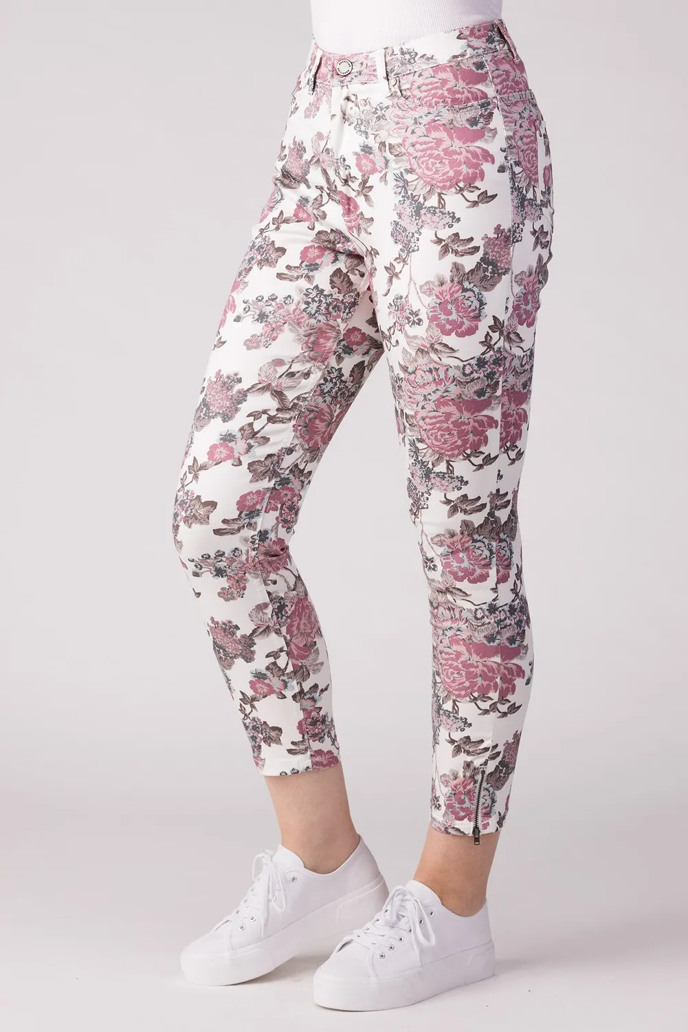 Merrytime 15640-440-51 Super Slim Ankel jeans lys blomster