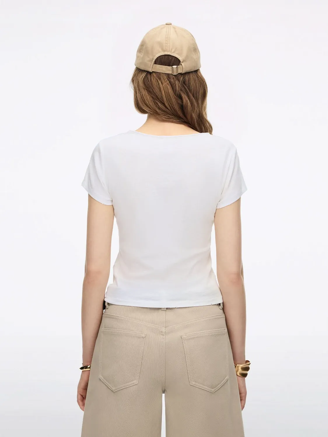 Miss Sixty Logo T-shirt offwhite V-hals med broderi