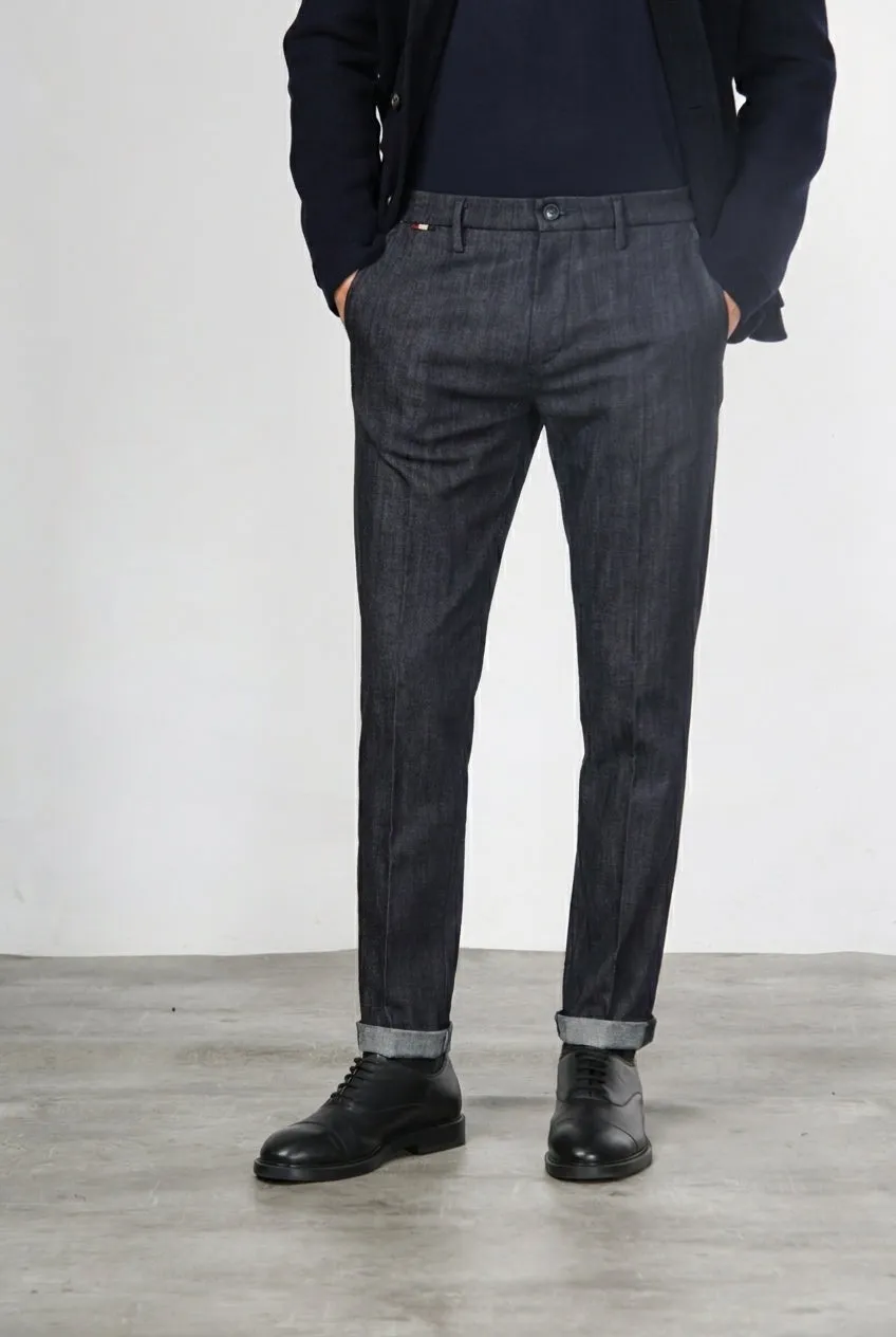 Mason's Osaka chino navy denim carrot fit