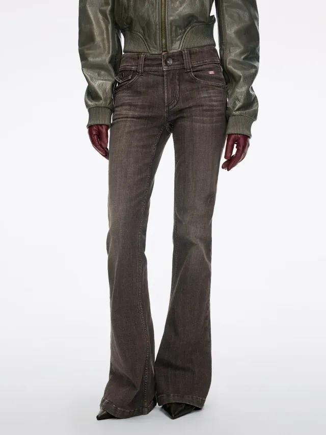 Miss Sixty Distressed Flare jeans mørkebrun mellem talje