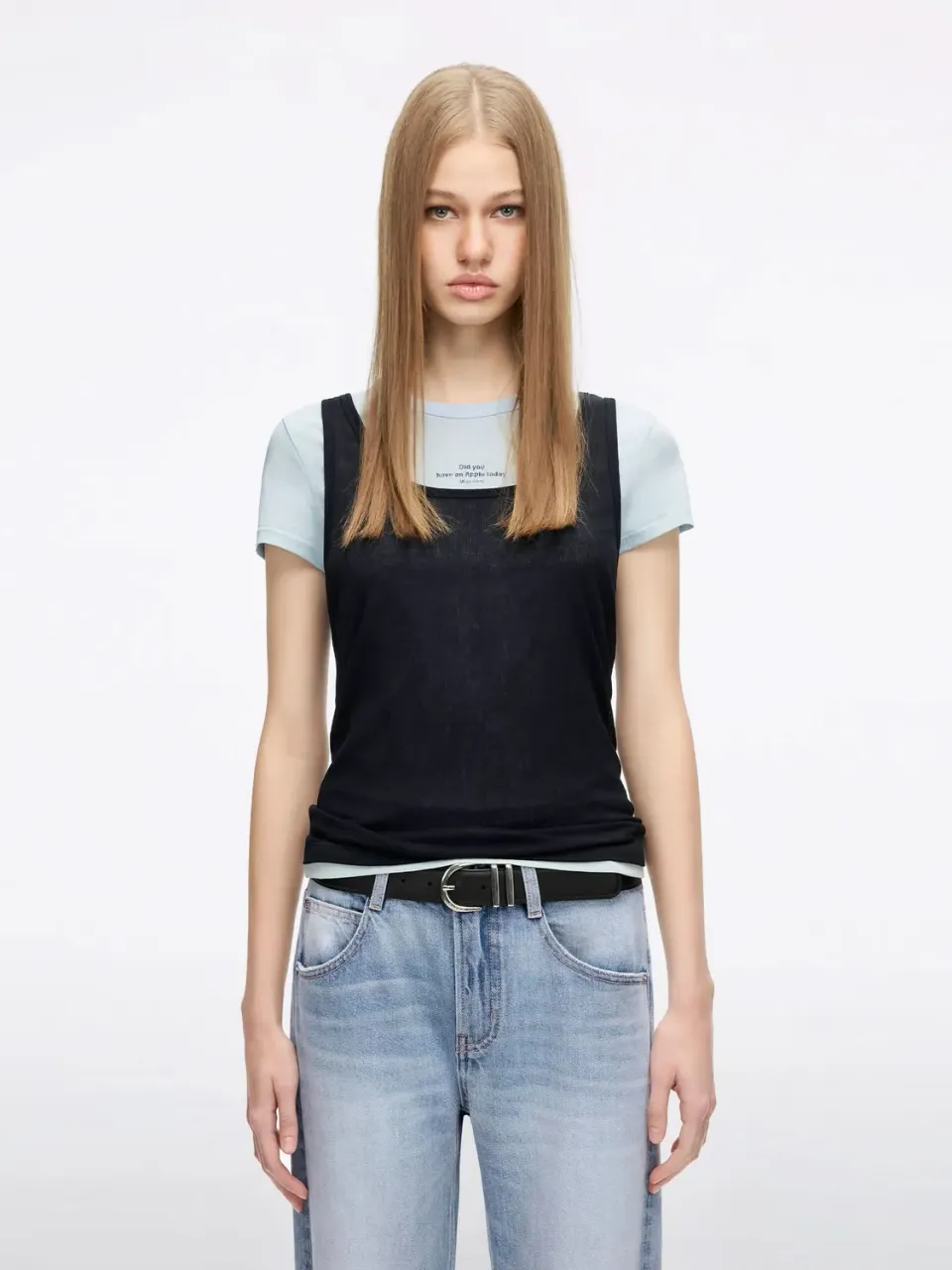 Miss Sixty Layered t-shirt blå lagdelt åndbar