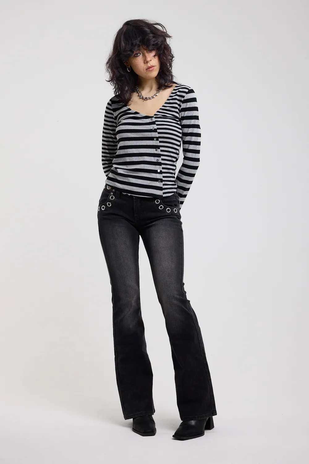 The Ragged Priest Tally Mixed Stripe top str. 10 sort