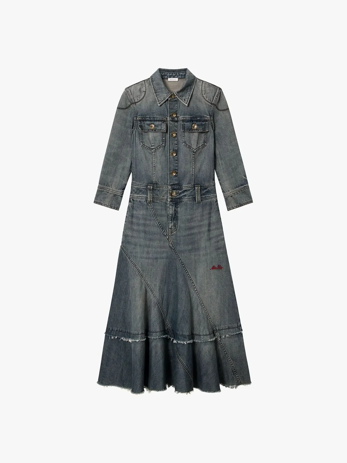 Miss Sixty Distressed Denim Dress denimkjole blå bomuld