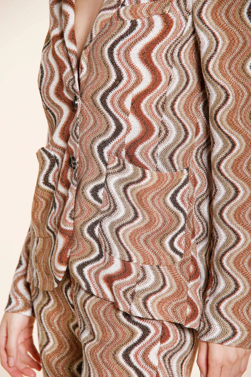 Mason's Helena strikblazer beige lurex bølgemønster