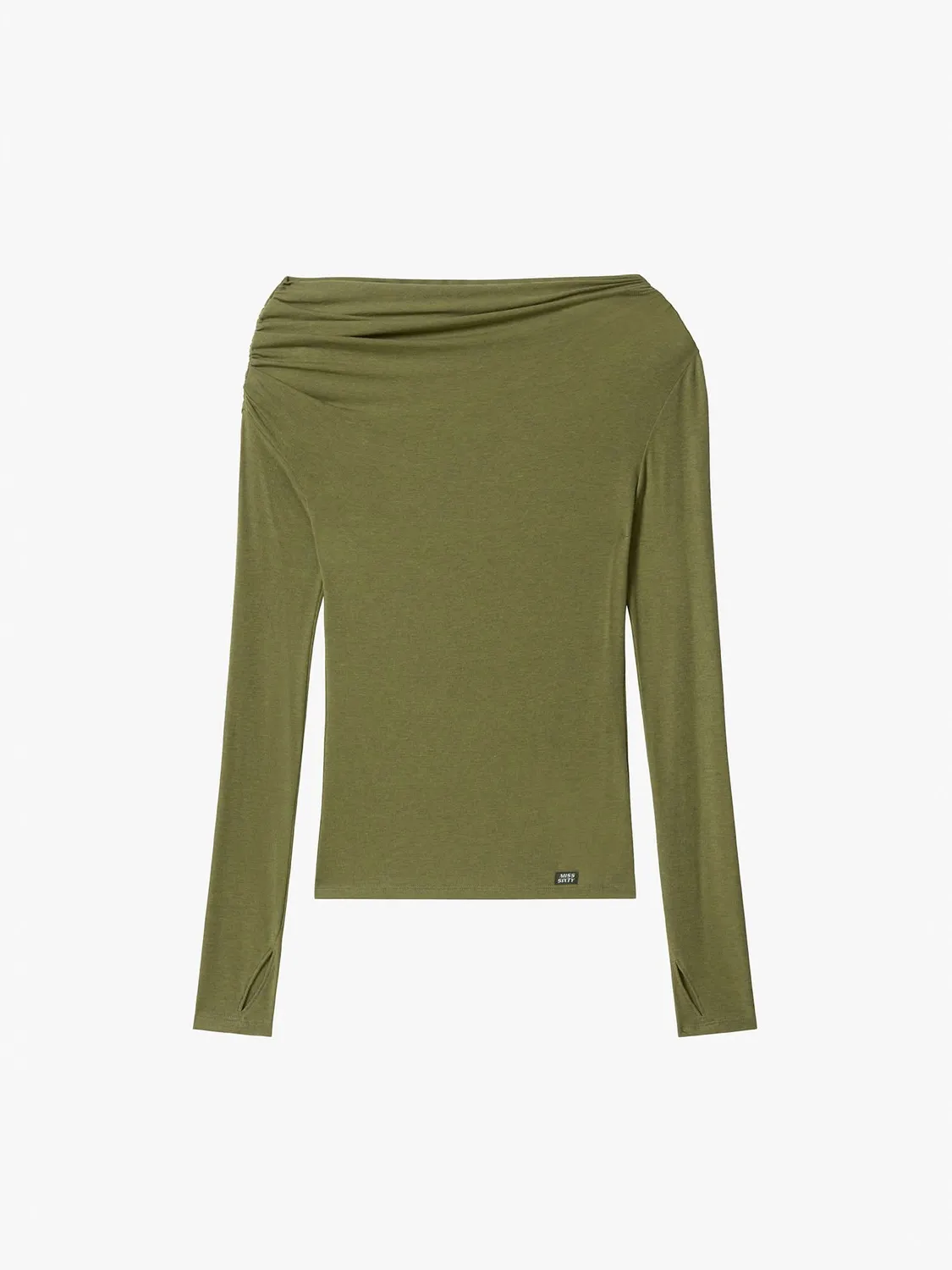 Miss Sixty asymmetrisk langærmet t-shirt army green