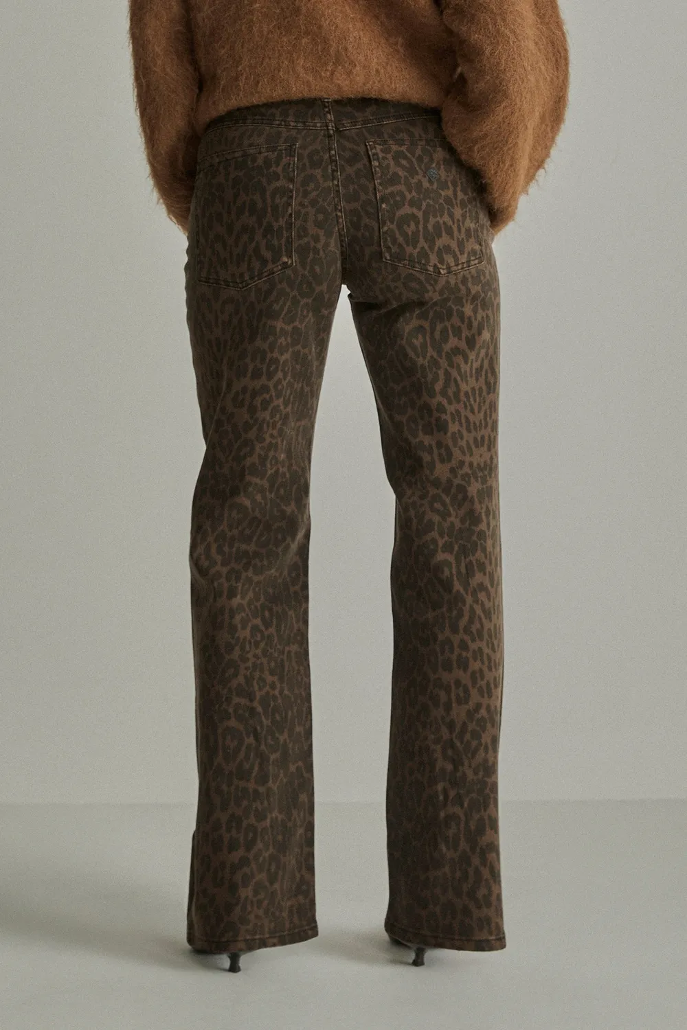 Para Mi Eve bukser Animal Brown high waist wide